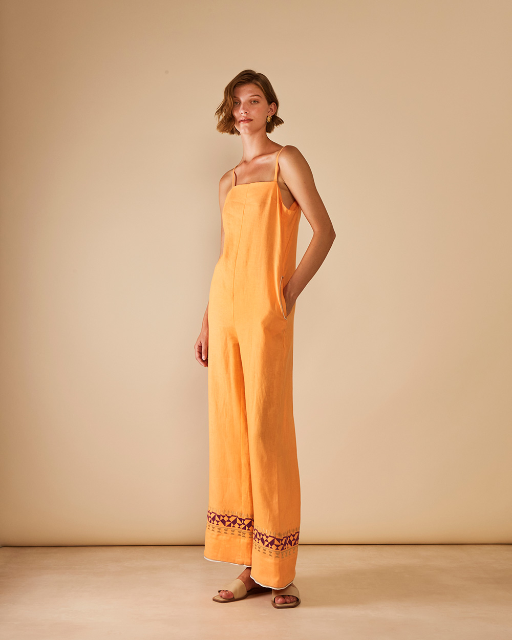 CHIOS ODE-THEME EMBROIDERED JUMPSUIT