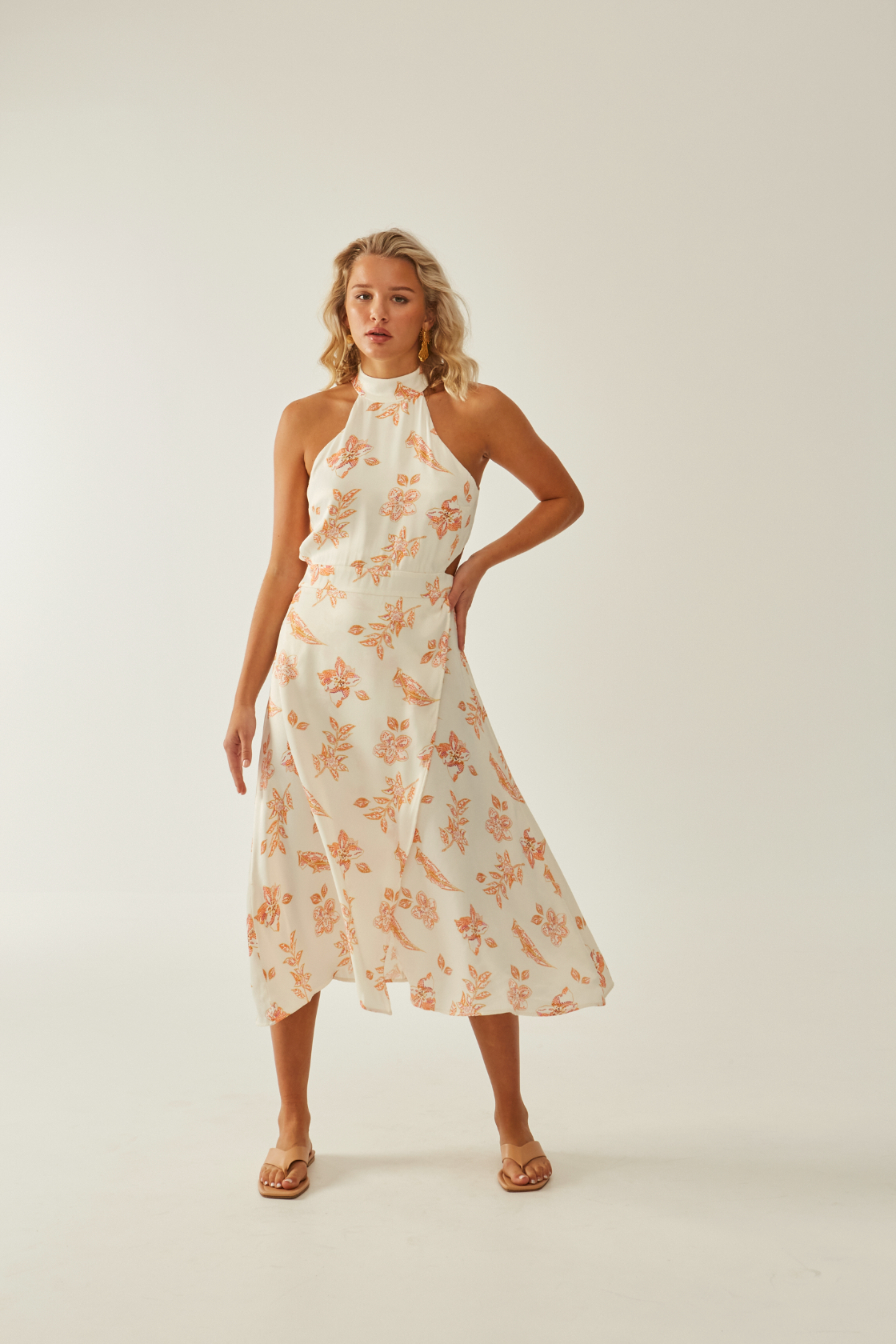 Iokaste printed viscose turtleneck dress