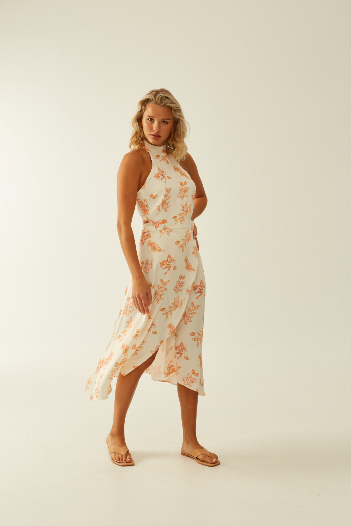 Iokaste printed viscose turtleneck dress