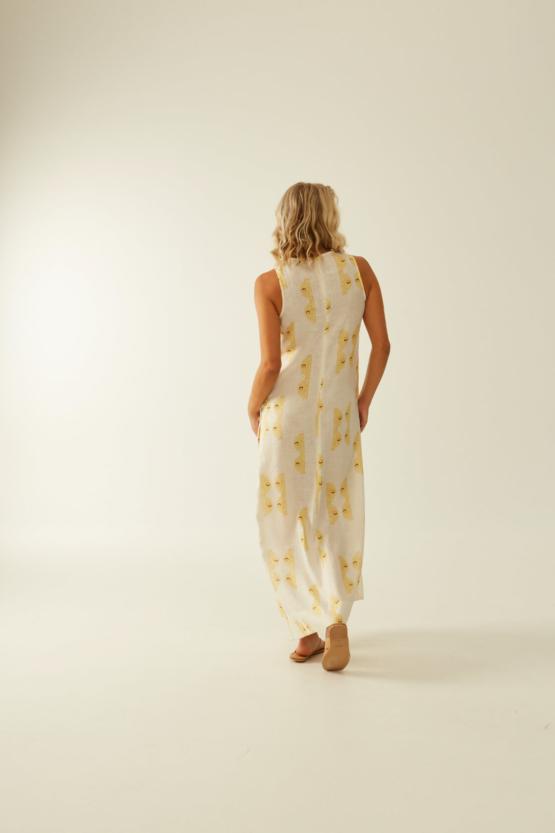 Electra sleeveless linen maxi dress with side slits