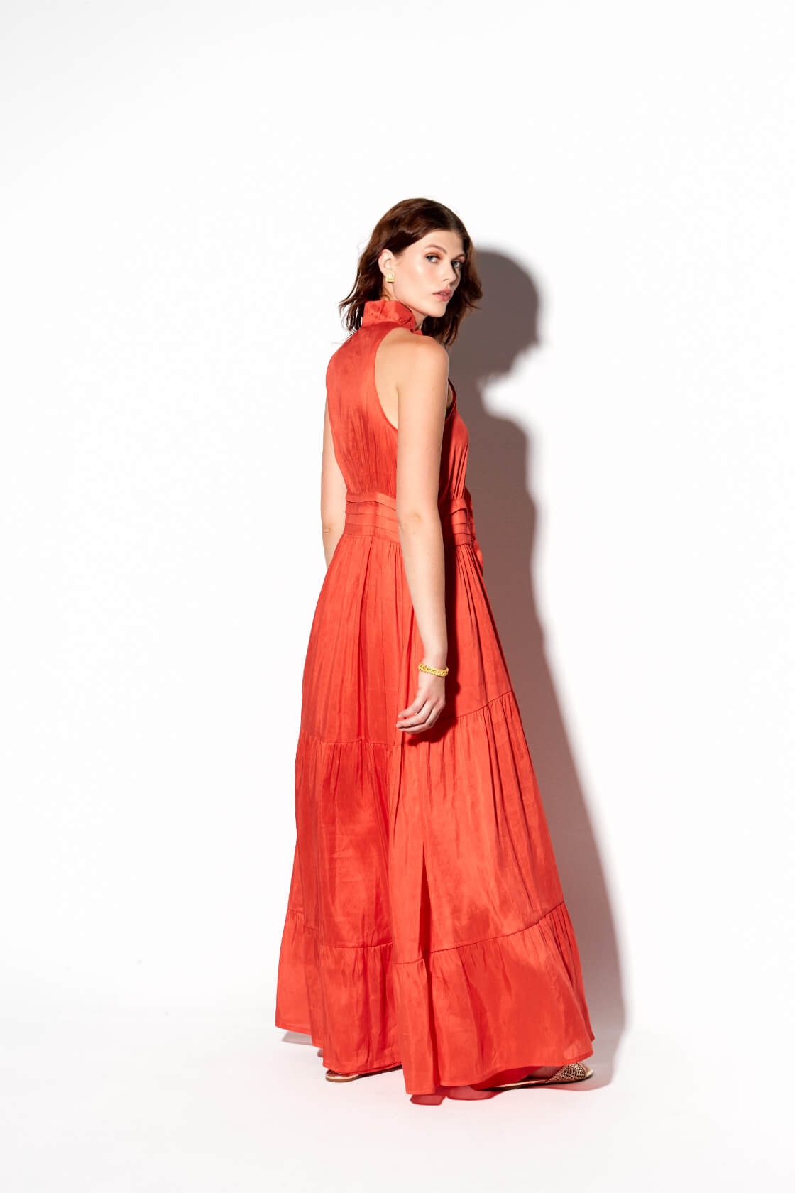 Semeli silk-linen monochrome sleeveless maxi dress