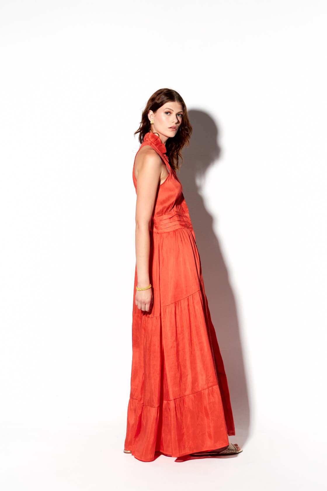 Semeli silk-linen monochrome sleeveless maxi dress