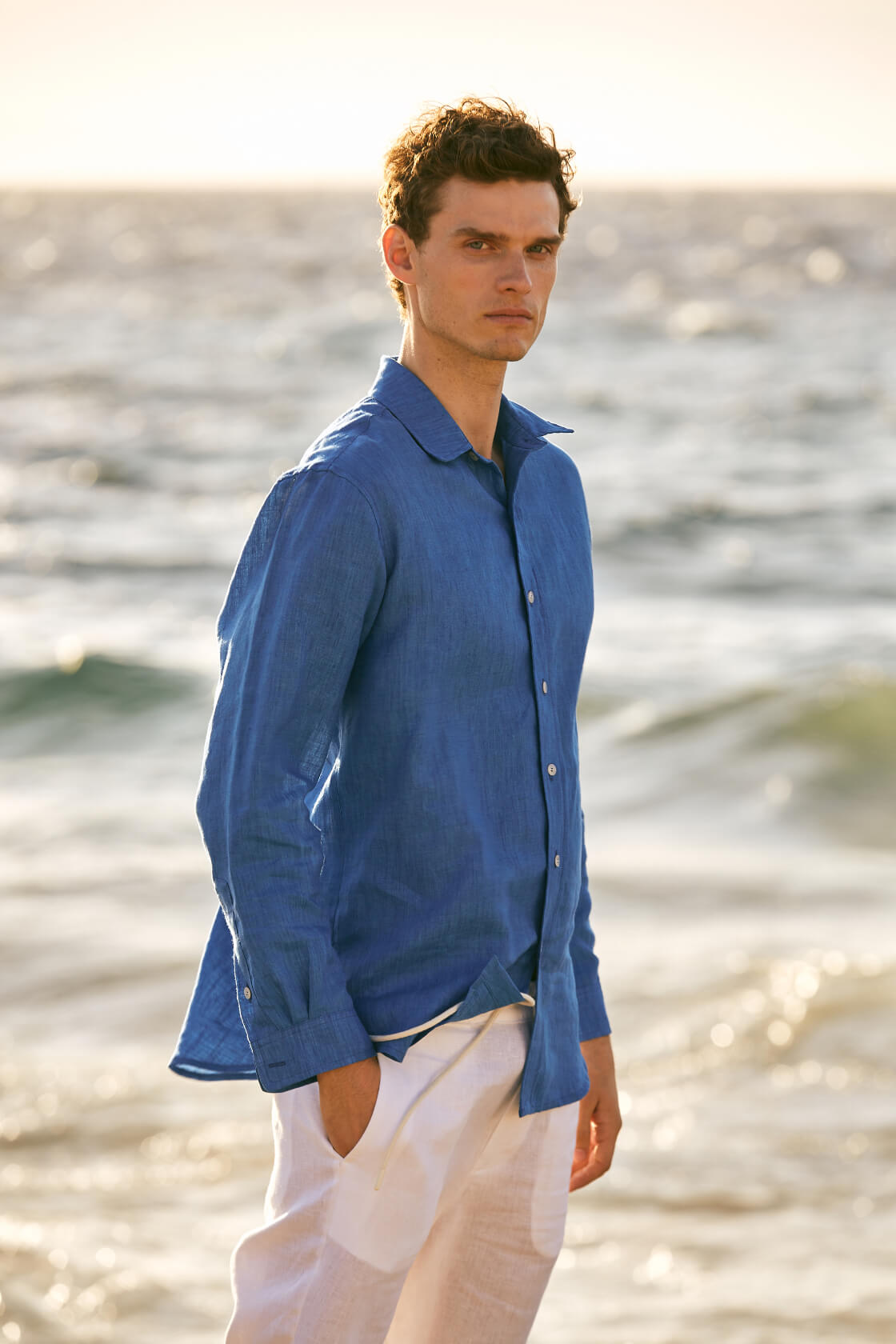 Apollon men’s classic long sleeve linen shirt