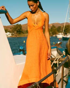 Chloe linen midi dress