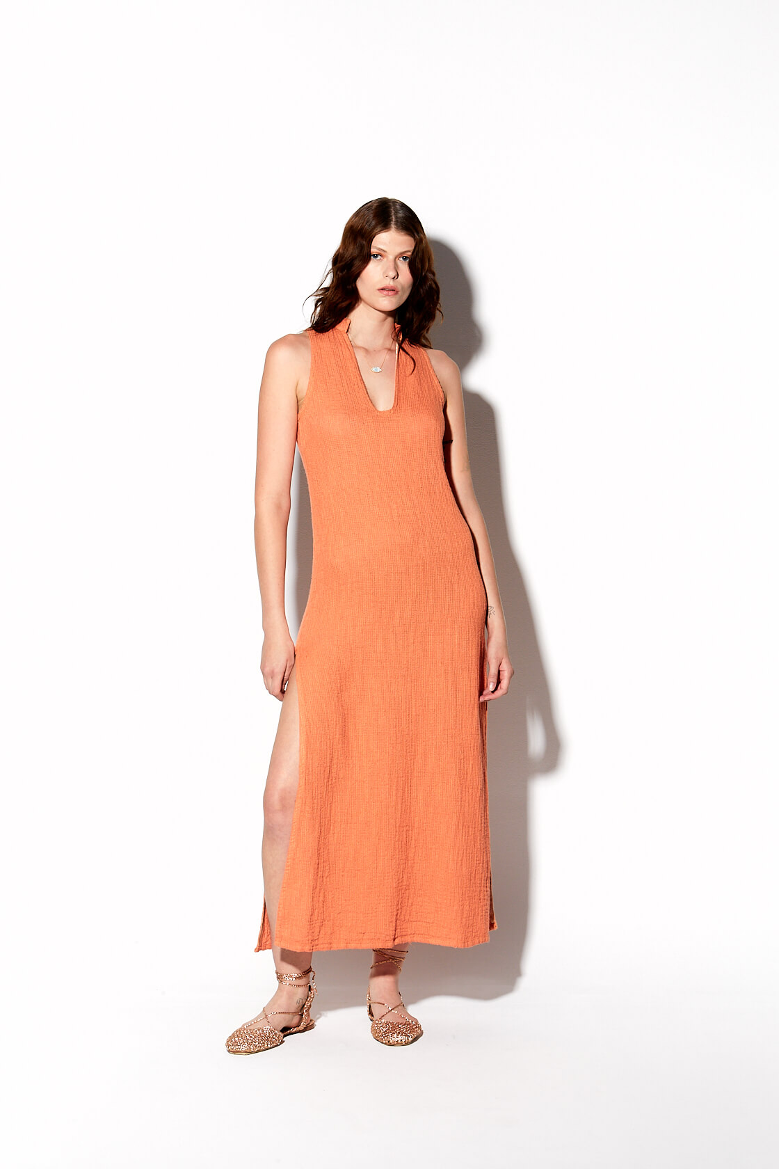 Pallas maxi cotton-linen dress