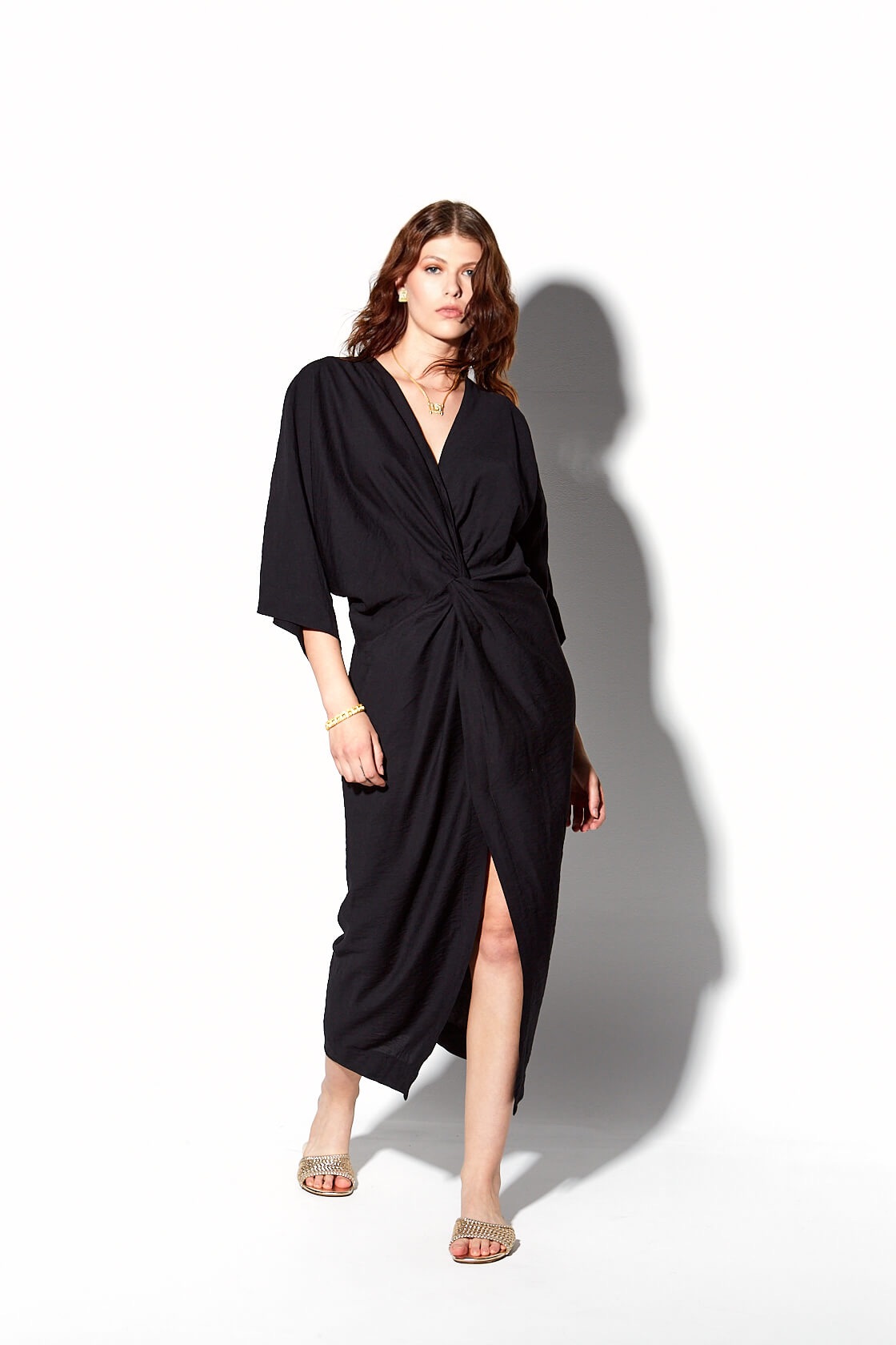 Agnes V-neck midi dress