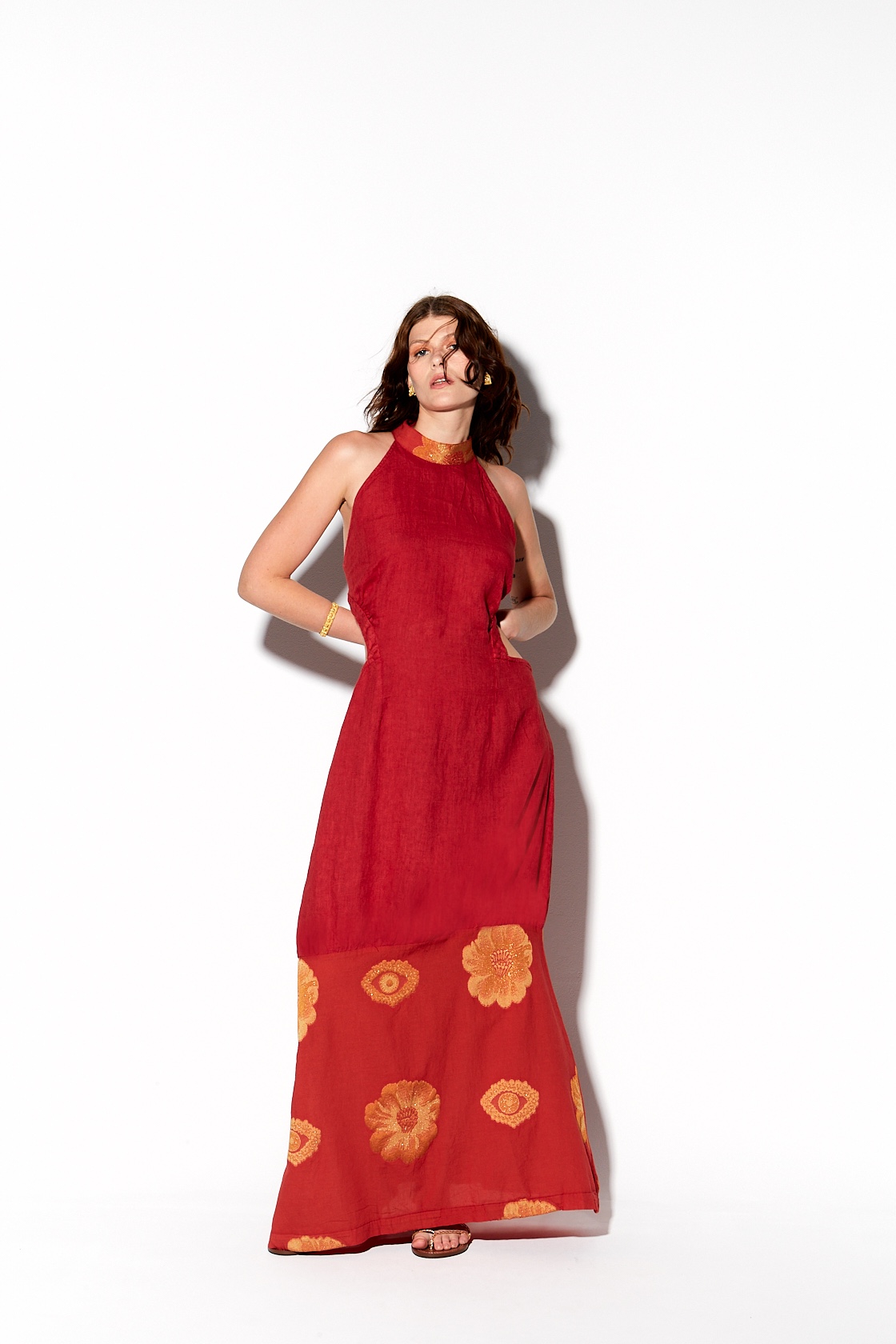 DRS-0315J_10 REPLACE Ambrosia embroidered maxi dress