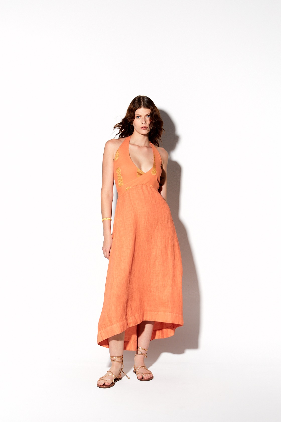 Chloi midi dress with halter neckline
