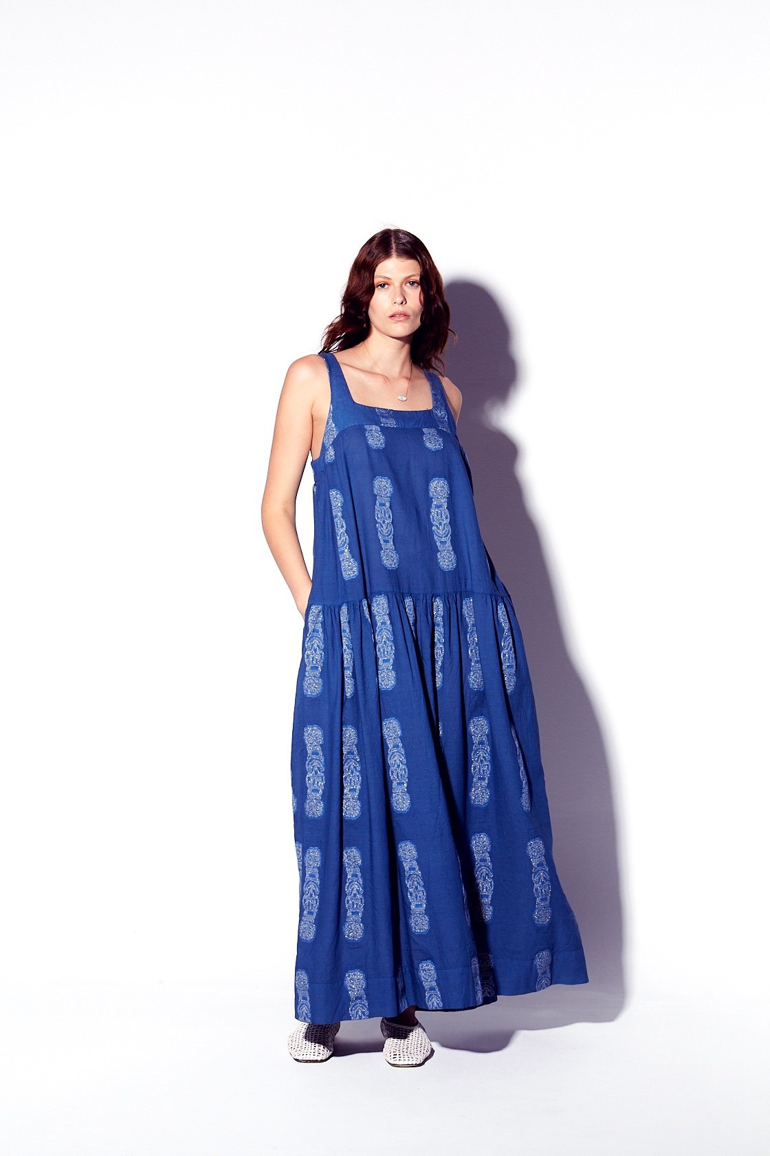 DRS-0355J_1 REPLACE cotton blend maxi dress