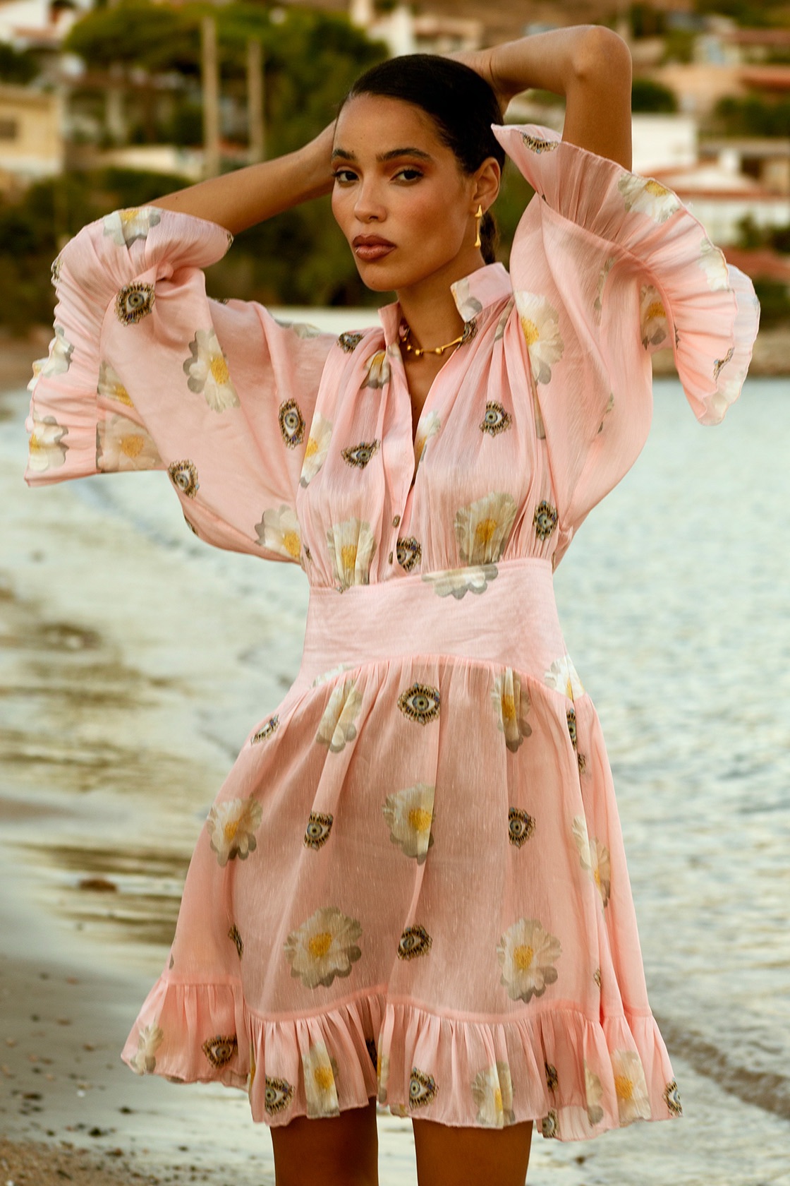 Adamantia pink eye mini dress