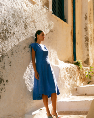 Evanthe linen-midi dress