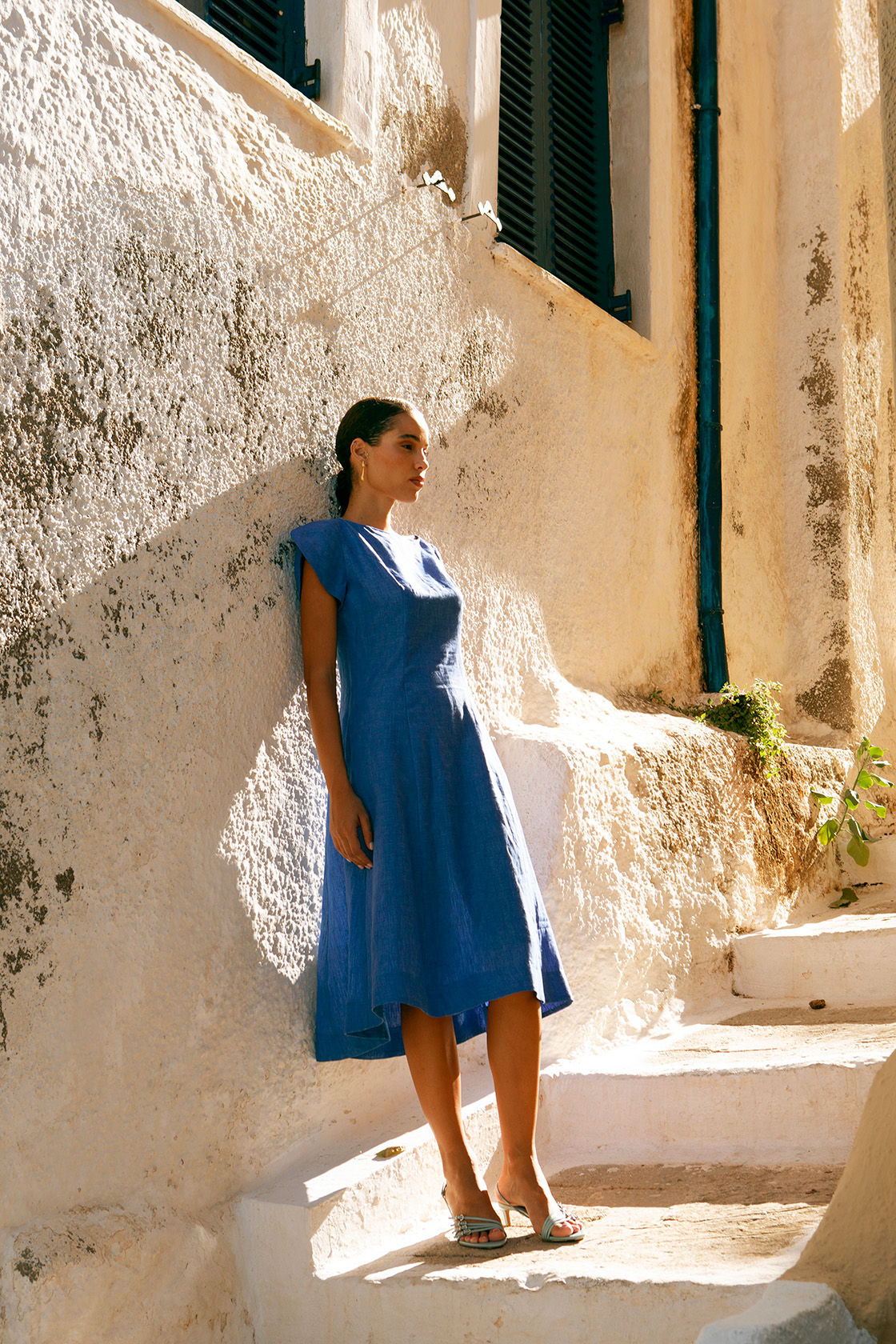 knee length dresses for ladies Greek Archaic Kori Midi Linen Dress main image 1