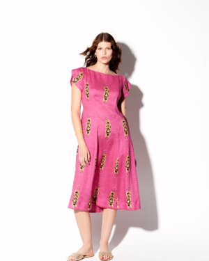Flora printed linen dress
