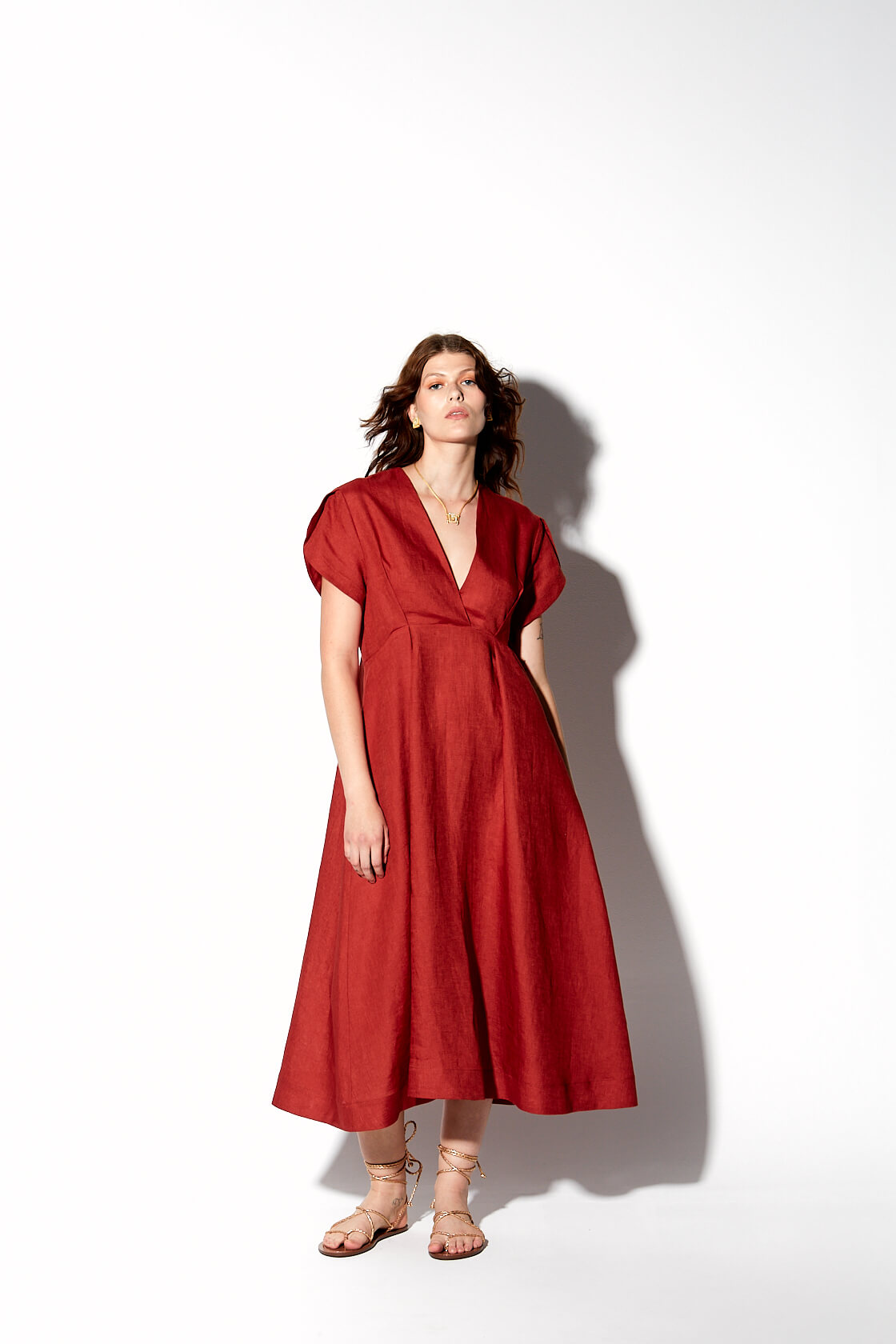 DRS-0383 1 Cynthia pleated midi dress
