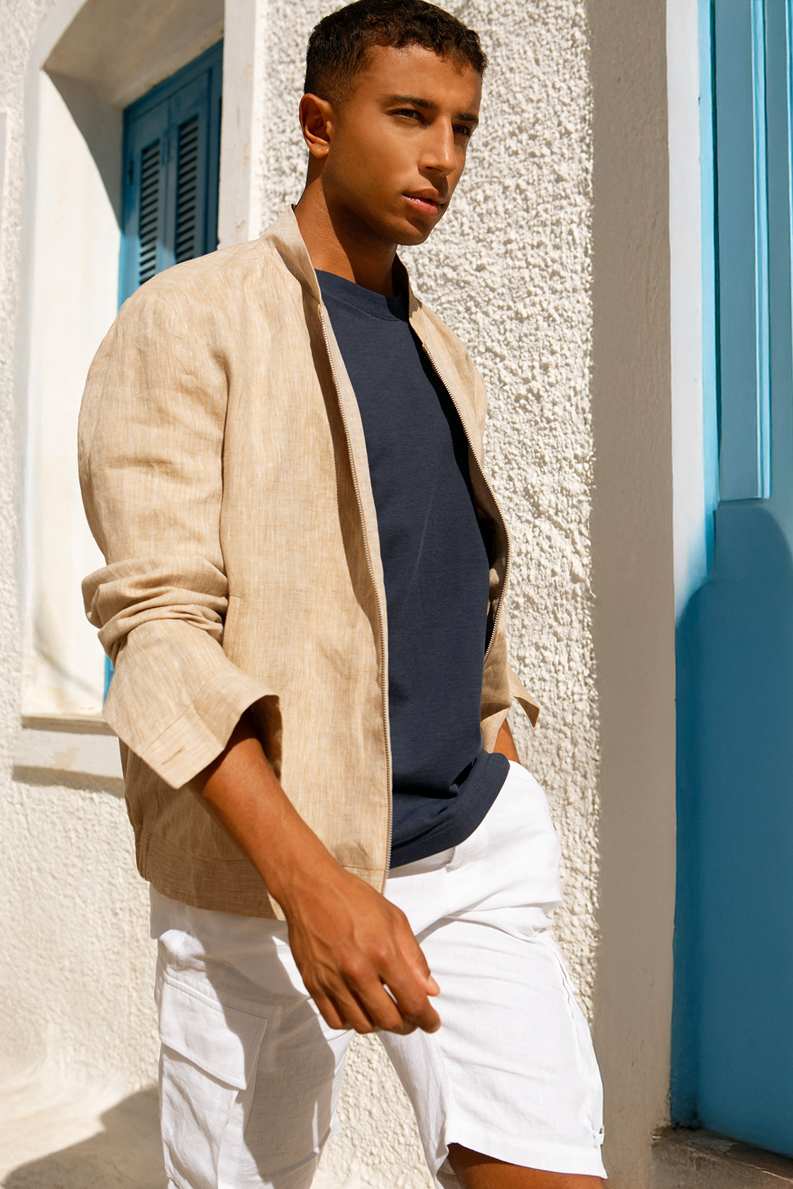 Atlas linen bomber jacket