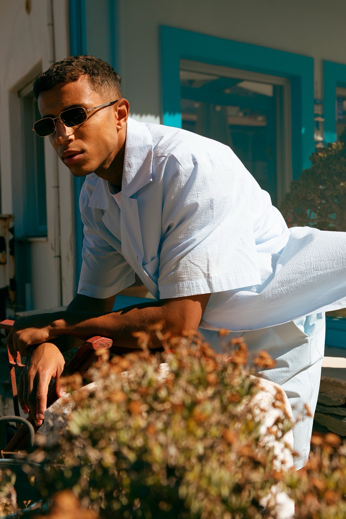 Orpheus cotton seersucker bermuda shorts