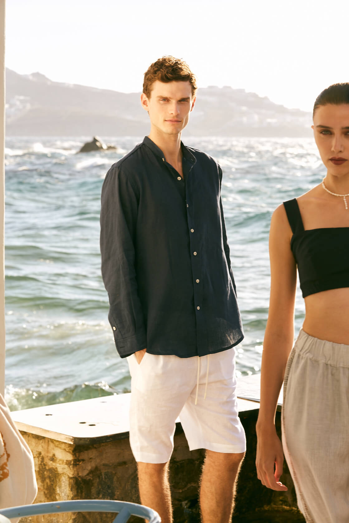 Ares drawstring linen bermuda shorts
