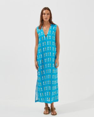 delphinus printed linen dress
