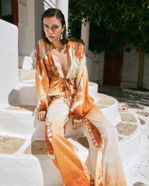 silk-linen printed bolero