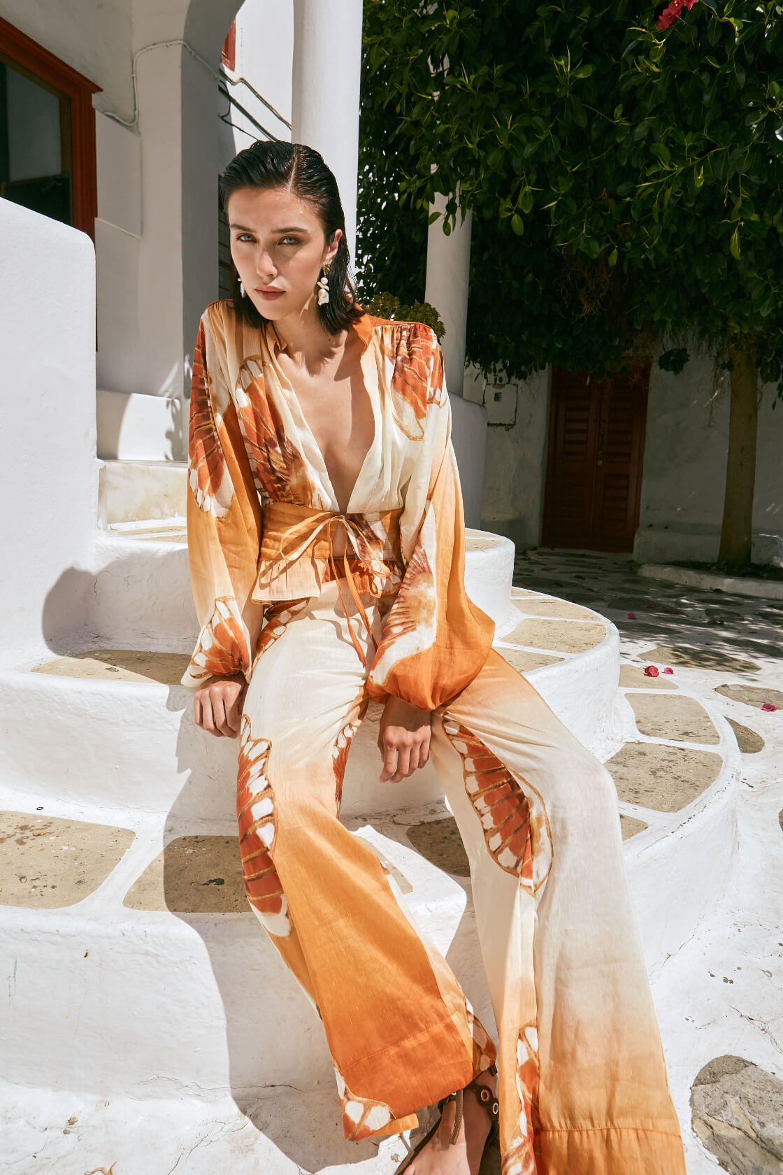 Phoibe straight-leg printed pants