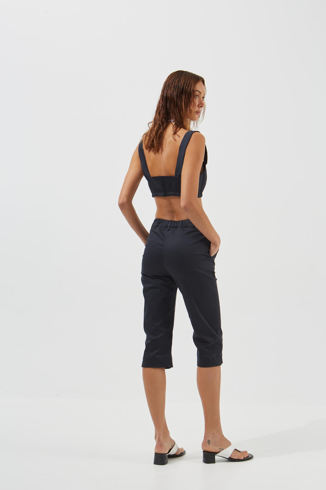 Lotus elastic cotton-tencel capri