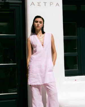 mini v-neck linen dress