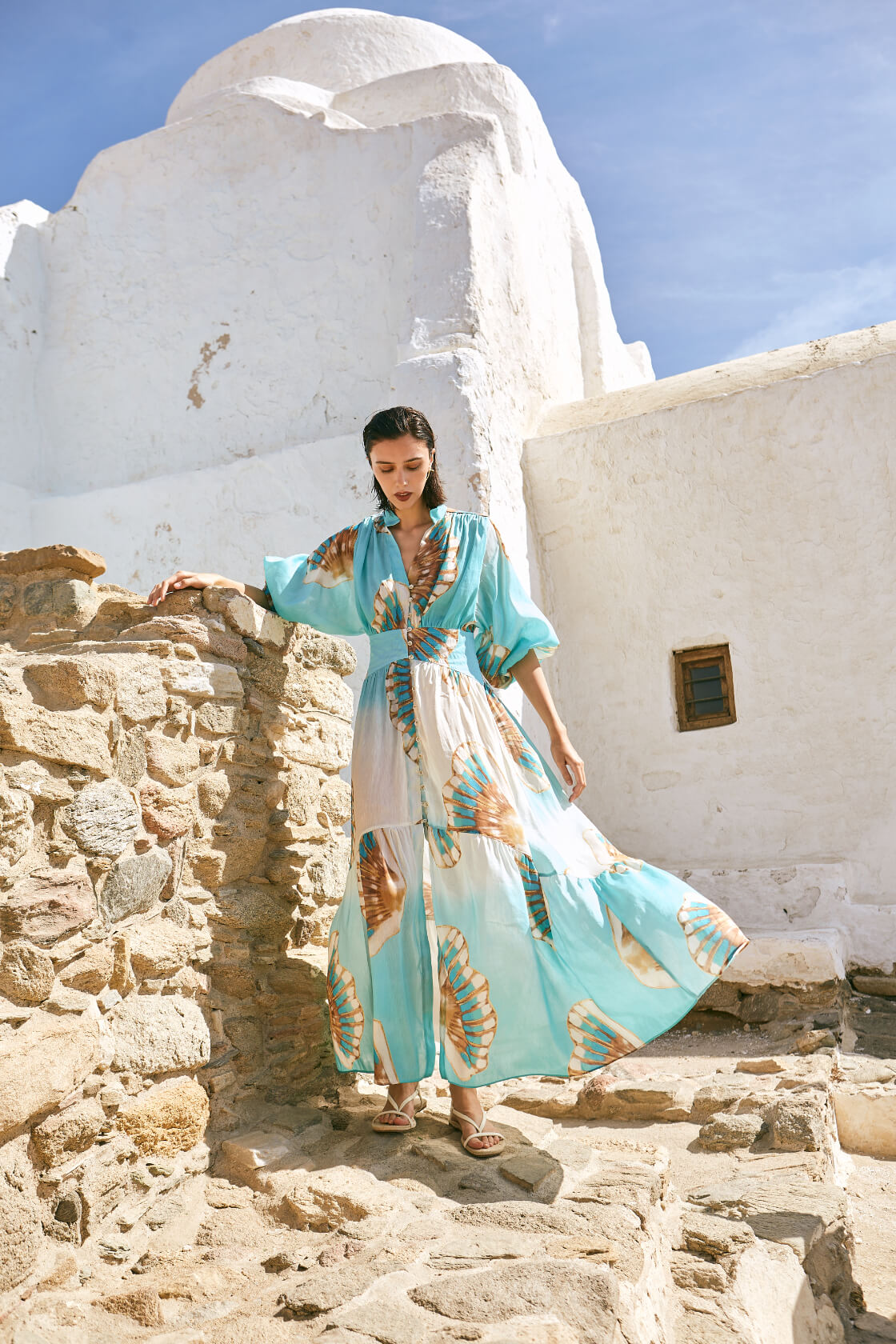 Olympias puff sleeves maxi dress