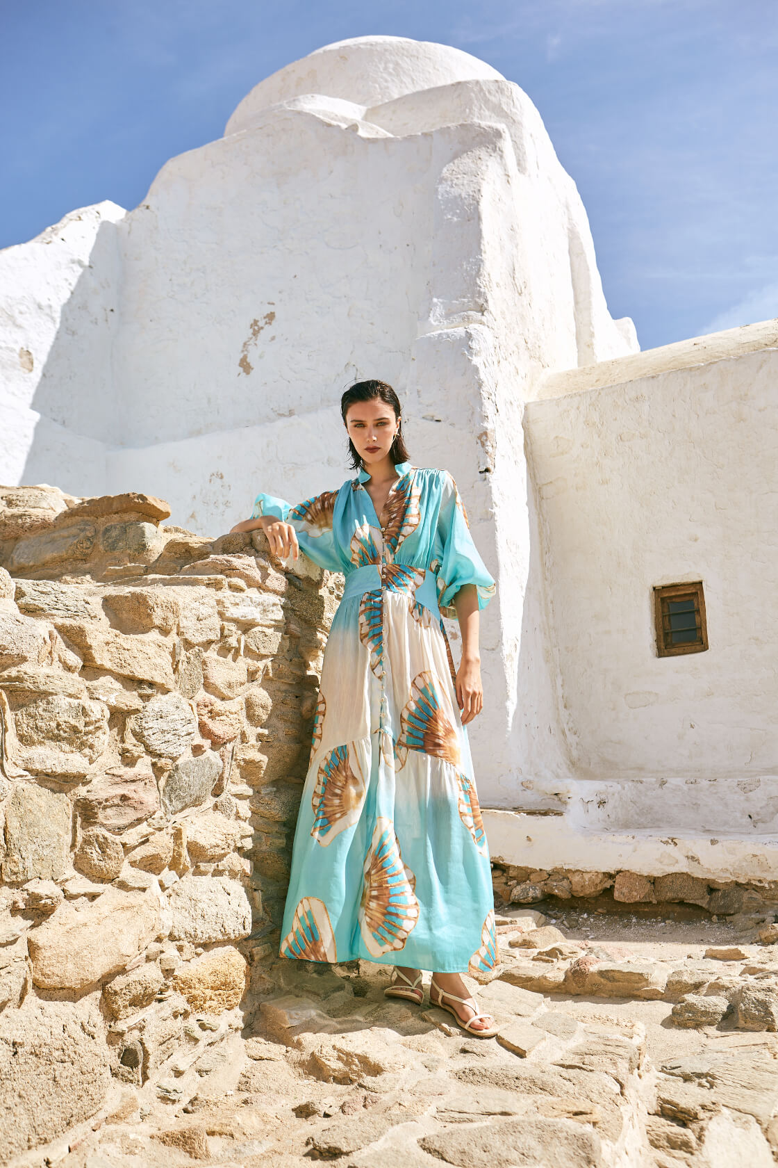 Olympias puff sleeves maxi dress