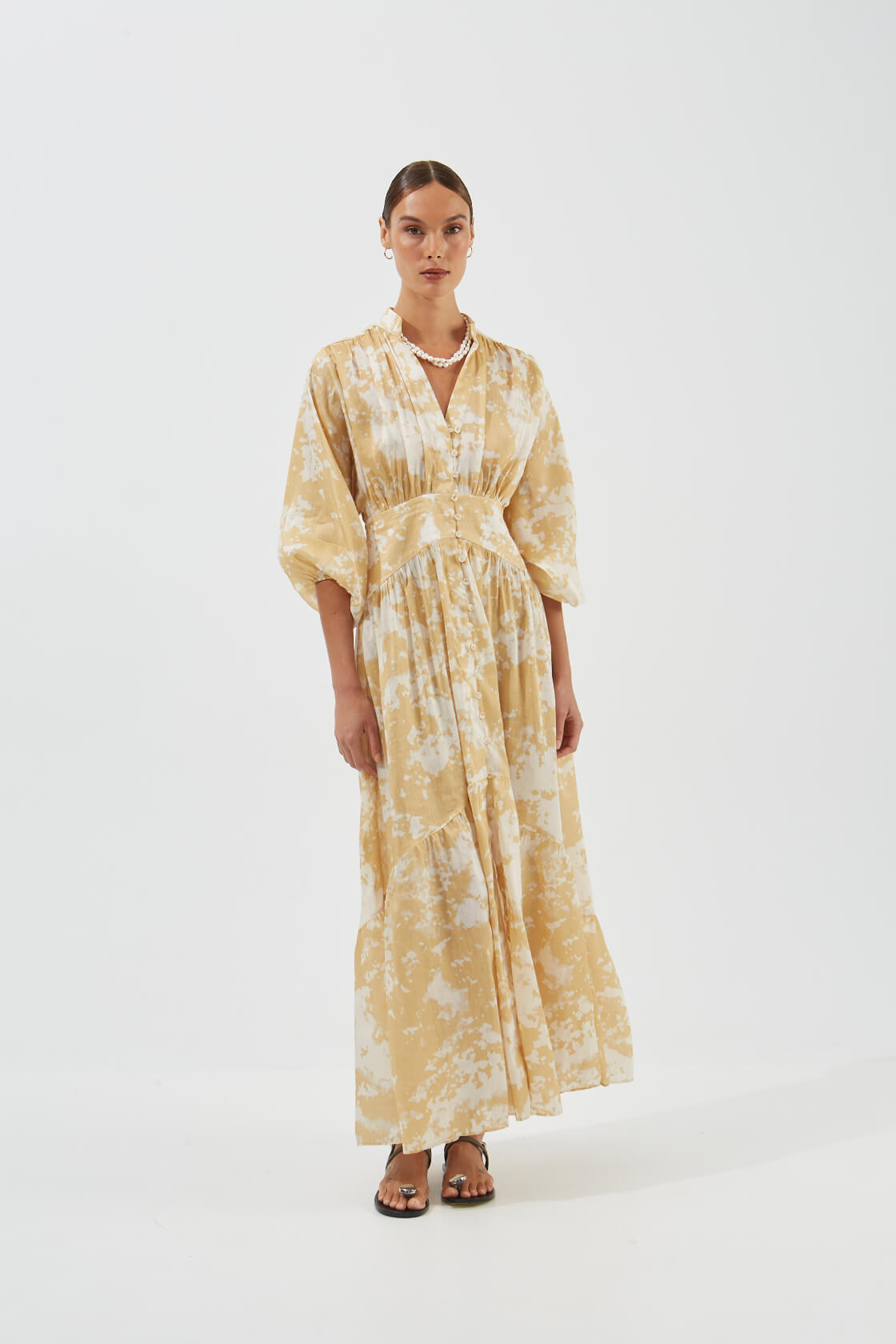 Olympias puff sleeves maxi dress
