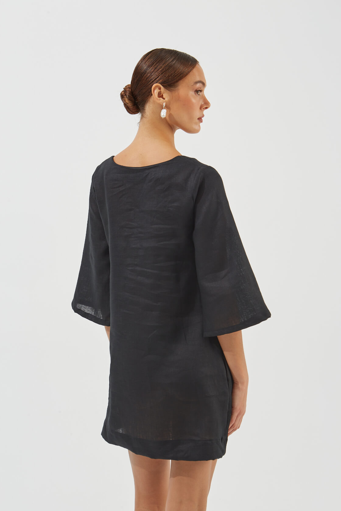 Aglaea mini tie-detailed linen dress