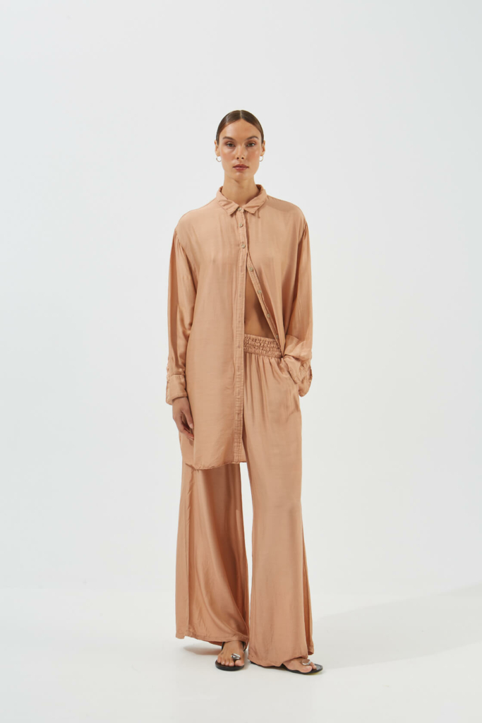 Silk-viscose shirt-dress