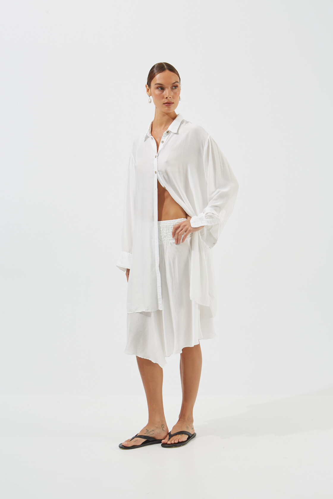 Bluebell silk-viscose asymmetric skirt