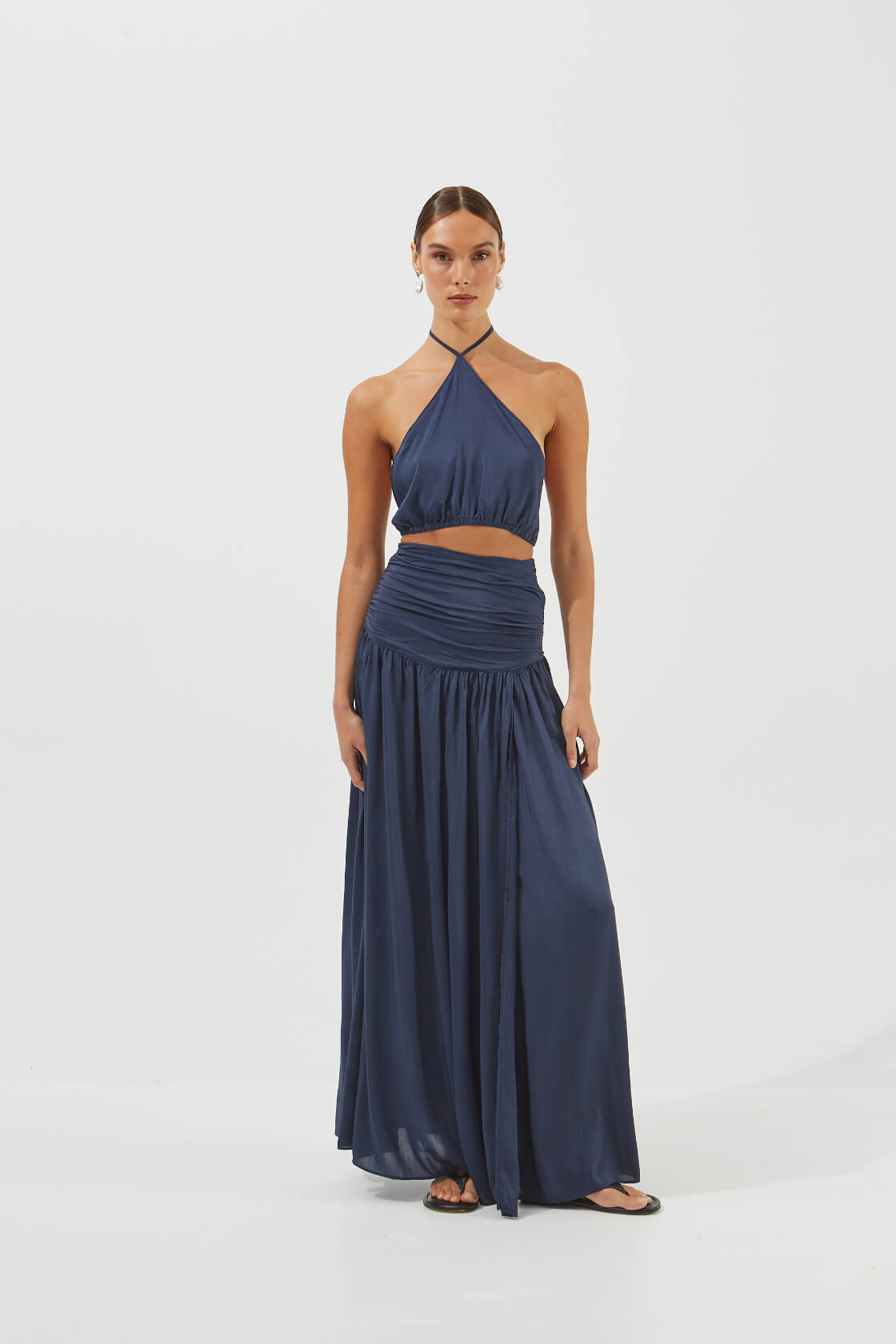 Blossom maxi front-slit skirt