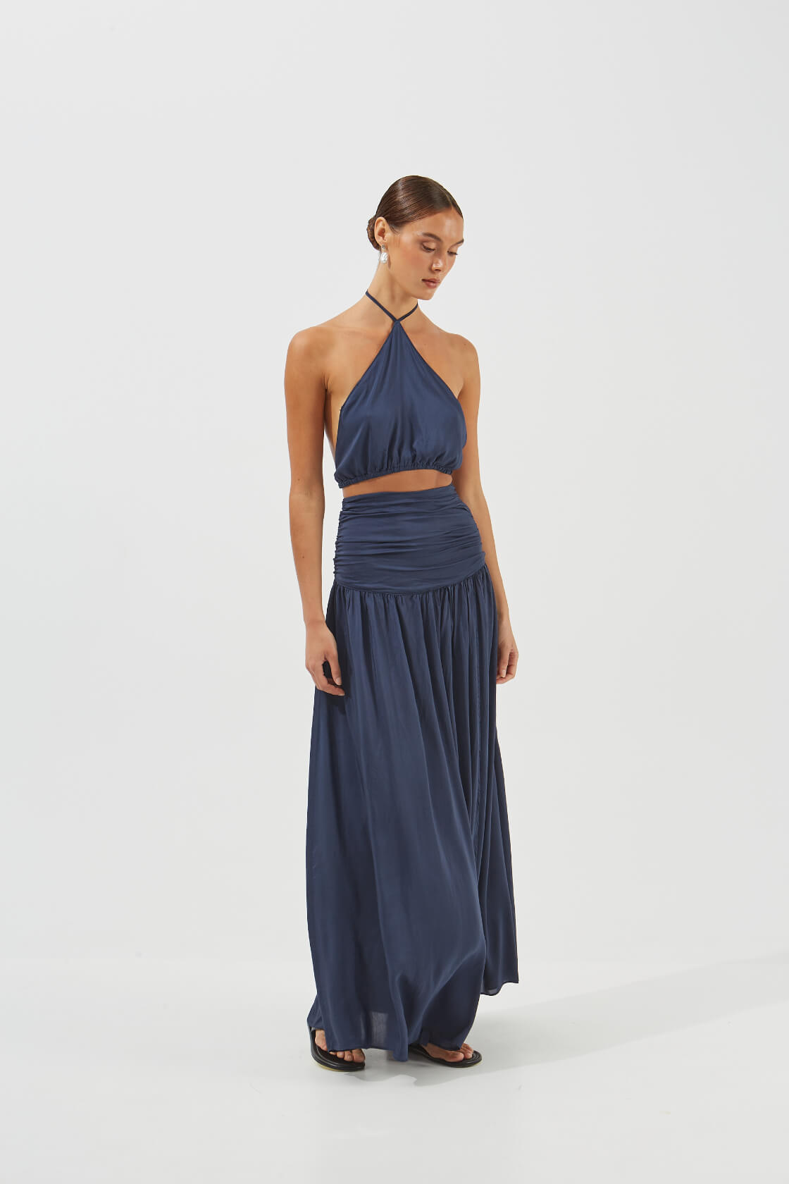 Blossom maxi front-slit skirt