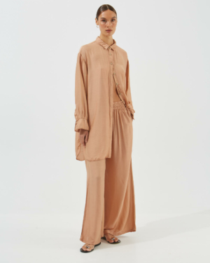 Silk-viscose shirt-dress