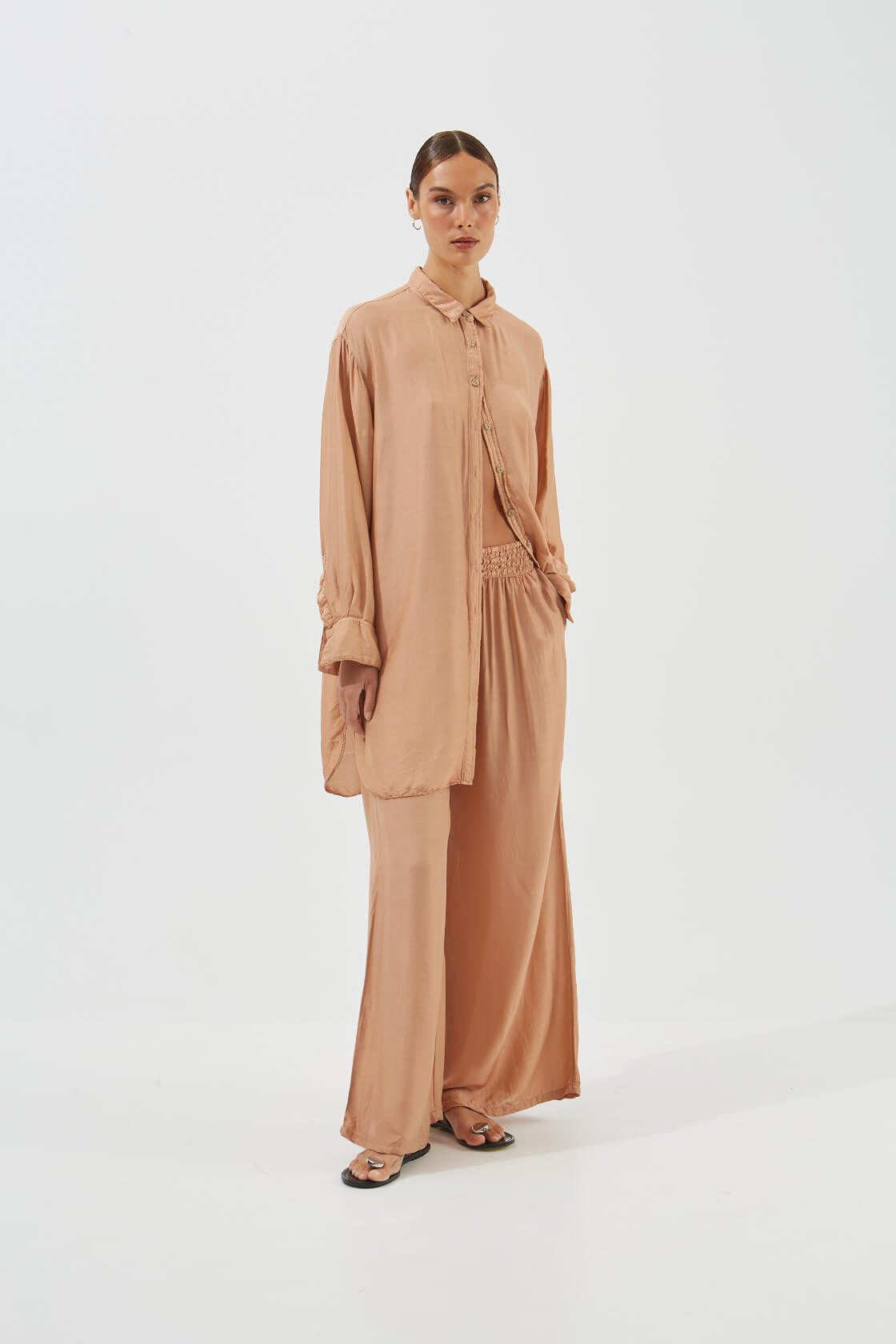 Amaryllis silk-viscose shirt-dress