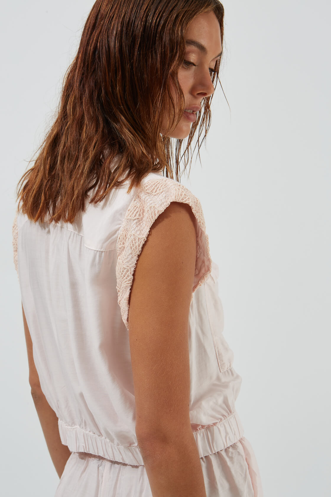 Calanthe silk-viscose lace-trimmed short vest